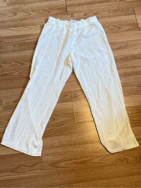 Women's White Eyelet Lounge Pants - Unbranded